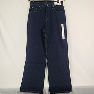 NWT Uniqlo Women's Wide Straight Jeans Blue Waist 26" Inseam 30"